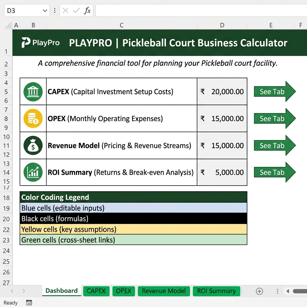 Fieldr Pro Sports Business Calculator Dashboard